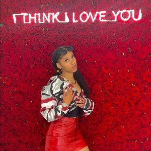 Cropped Red Camo Jean Jacket with Draw string